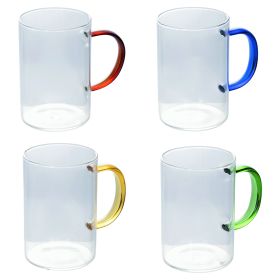 Mug 370 ml manico color in vetro borosilicato