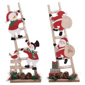 Decorazione natalizia con scala, in legno h. 23 cm,, Santa&#39;s House