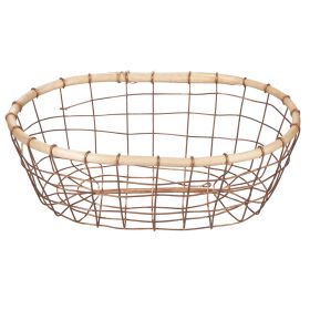 Cestino ovale grande 36x24 cm in ferro e legno, La Cucina