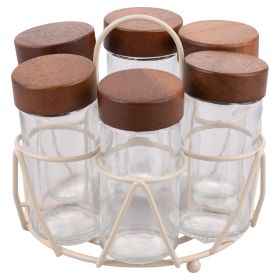 Set 6 barattolini 90 ml con stand, Natural