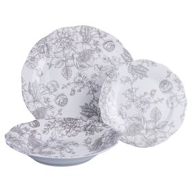 Servizio piatti 18 pezzi in porcellana, Madame Grey