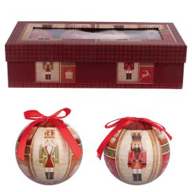 Set 7 palle natalizie con fiocco, decoro schiaccianoci, Santa&#39;s House