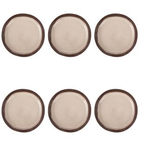 Set 6 piatti piani beige in gres, Bretagne Terra