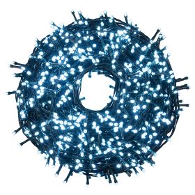 Filo 1000 led bianco freddo, 49,95 m, uso esterno, 8 giochi luce, Santa&#39;s House