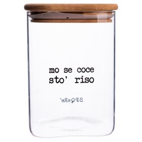 Barattolo riso 1 L in vetro, coperchio in bamb&#249;, S.P.Q.eRe