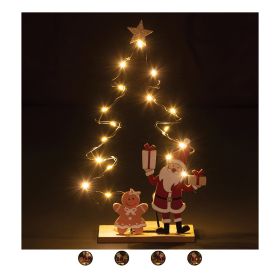 Decorazione albero di Natale in ferro e legno 20 led,  Santa&#39;s House