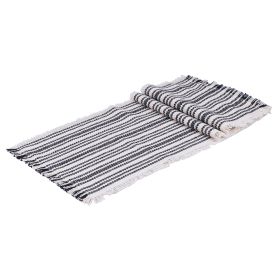 Runner in cotone con frange, Masai Black