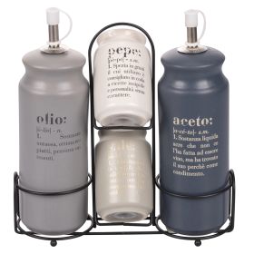 Set olio, aceto, sale e pepe in gres, Victionary