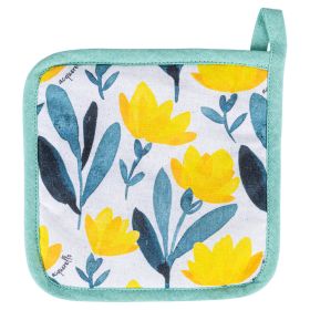 Presina da cucina in cotone, decoro floreale, Acquerello