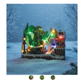 Villaggio natalizio con musica, movimento e 13 led 23x15x18 cm, Santa&#39;s House