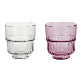 Set 2 bicchieri impilabili 340 ml, trasparente e prugna, Vertical Sibilla
