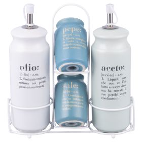 Set olio, aceto, sale e pepe in gres, Victionary Ocean