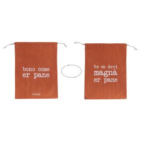 Sacchetto pane in cotone con laccetto, double face, ruggine, S.P.Q.eRe