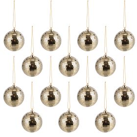 Set 14 palle natalizie disco ball, oro, Santa&#39;s House