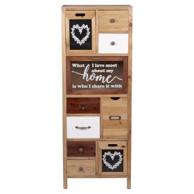 Mobile alto in legno, 9 cassetti e 1 anta in vetro, 48x36,5x128,5 cm, Rintage Sibilla