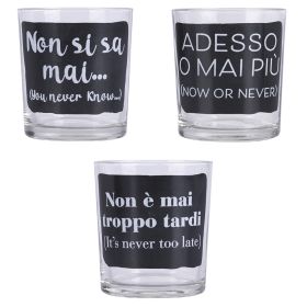 Set 3 bicchieri acqua 270 ml con scritta, Sibilla