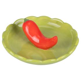 Piattino decorativo tondo in ceramica, design peperoncino, Fruit Life