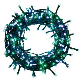 Filo 180 led bianco/verde 8 m, uso esterno, 8 giochi luce, Santa&#39;s House