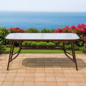 Tavolo da esterno 150x90 cm, in vetro e acciaio, marrone, Est&#233;