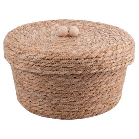 Cestino multiuso con coperchio in fibra naturale, 27x15 cm, Sibilla