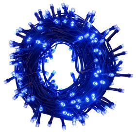 Filo 240 led blu 10,8 m, uso esterno, 8 giochi luce, Santa&#39;s House