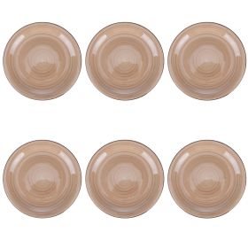 Set 6 piatti piani in gres dipinto a mano, terracotta, 4 Toni