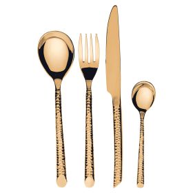 Set 24 posate in acciaio inox lucido, gold, Malindi