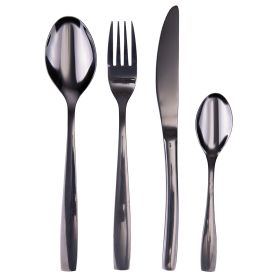 Set 24 posate in acciaio inox, nero lucido, Manhattan Sibilla