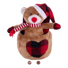 Peluche con coperta e cestino in morbido tessuto, Christmas Santa&#39;s House