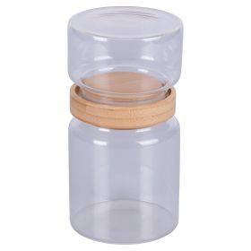 Barattolo 2 in 1 400/750 ml in vetro borosilicato e bamb&#249;, Glass