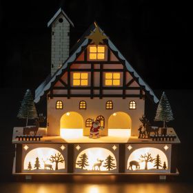 Casetta natalizia in legno con led,  27x10x27cm, Santa&#39;s House