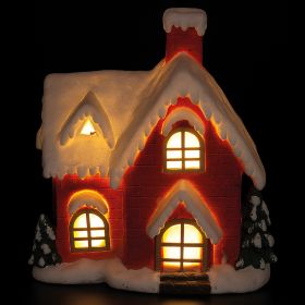 Casetta natalizia in poliresina 31x34xh.36,5 cm con led e musica, Santa&#39;s House