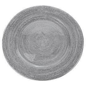 Piatto tondo platino in vetro 32 cm metallic finish, Elegance Sibilla