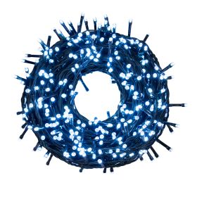 Filo 500 led bianco freddo 22,5 m, uso esterno, 8 giochi luce, Santa&#39;s House