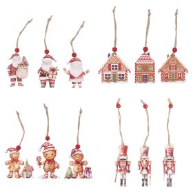 Set 3 appendini natalizi in legno, laccetto in juta, Santa&#39;s House