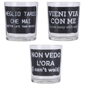 Set 3 bicchieri acqua 270 ml con scritta, Sibilla