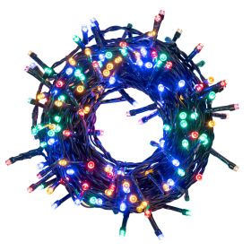 Filo 240 led multicolor 10,80 m, uso esterno, 8 giochi luce, Santa&#39;s House