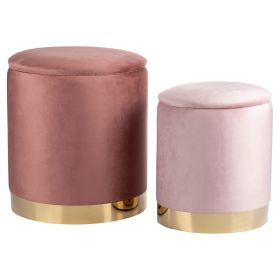 Set 2 pouf contenitore in tessuto effetto velluto, Sibilla