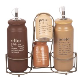 Set olio, aceto, sale e pepe in gres, Victionary Chocolate