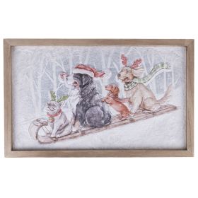 Quadro natalizio 40x25 cm, cornice in legno, XMas Vintage