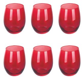 Set 6 bicchieri acqua 550 ml, rosso, Luce Sibilla