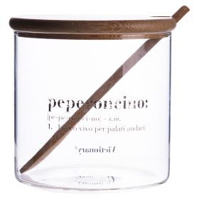 Vasetto peperoncino 550 ml in vetro, coperchio e cucchiaino in bamb&#249;, Victionary