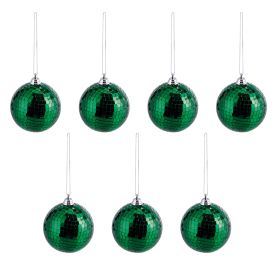 Set 7 palle natalizie disco ball, verde, Santa&#39;s House