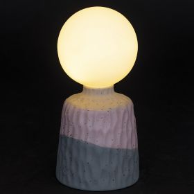Lampada globo led a batteria in gres h. 18 cm, base bianca e verde