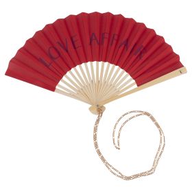 Ventaglio Love Affair rosso, manico in bamb&#249;, Tinte uniche