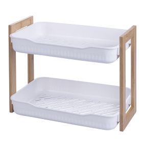 Scaffale 2 ripiani in bamb&#249; e plastica PP, 35x20x27 cm