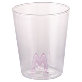 Bicchiere 420 ml in vetro borosilicato, lettera M interna in 3D, Monogram