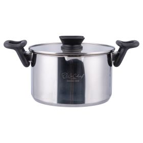 Casseruola 22 cm in acciaio inox con 2 beccucci, coperchio in vetro temperato con filtri per fuorius