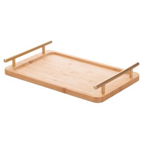 Vassoio 33x20 cm in bamb&#249;, manici dorati, Natural