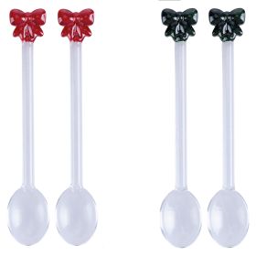 Set 2 cucchiaini dessert in vetro borosilicato, Natale coi fiocchi